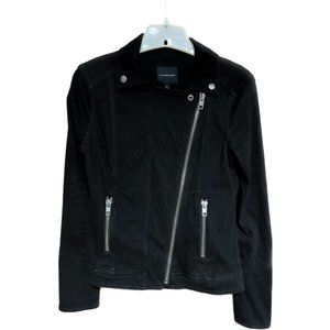 $295 Liverpool Women's Black Lightweight Stretch Asymmetrical Moto Coat Jacket S